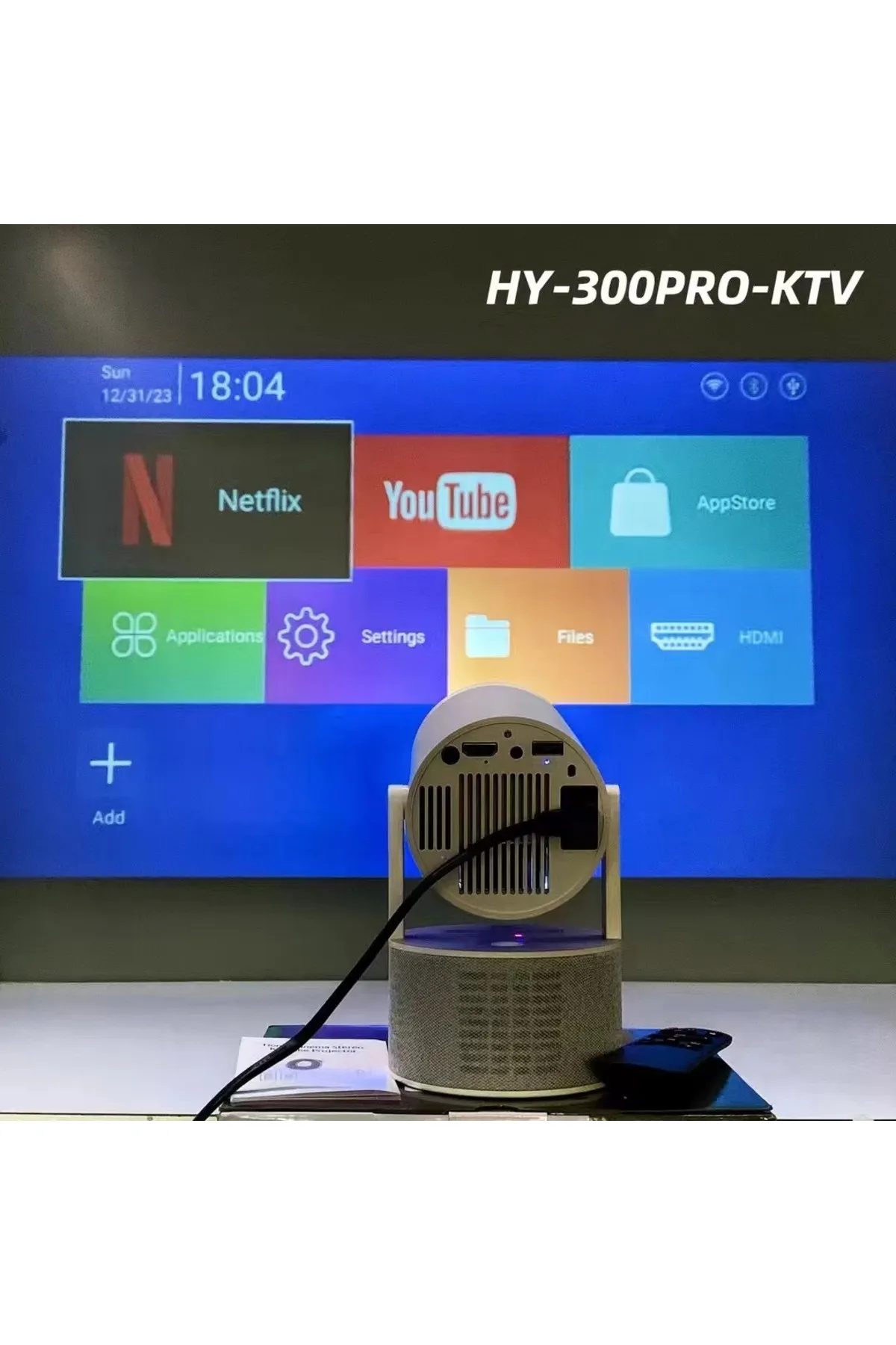 Bilişim Burada HY300 Pro KTV Karaoke mikrofon hoparlör sinema, oyun ve ev için taşınabilir LCD akıllı projektör-